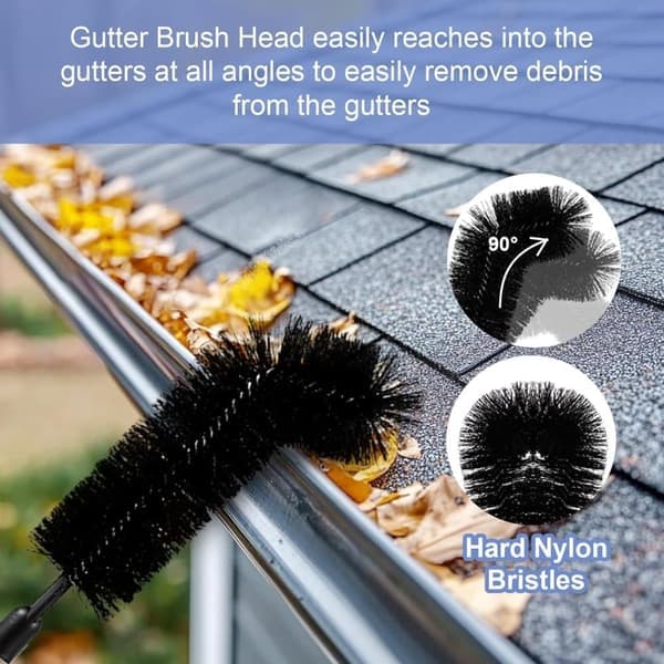 Gutter Cleaning Brushes - Adjustable Cleaning Tool 320cm with Brush, No Ladder Needed