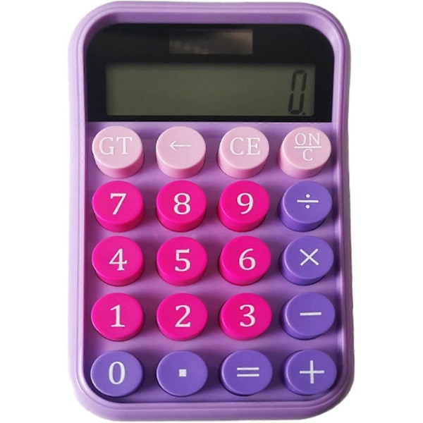 Rund Knapp Kalkulator Mekanisk Tastatur Kalkulator med 12-sifret Display Kalkulator for Studenter og Profesjonelle, Lilla/HH/