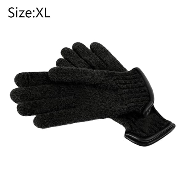 Grepp fleece varme damehandsker Touchscreen varme handsker strikkede vinter Black XL