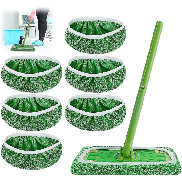 6 stk Genanvendelige Mikrofiber Mop Puder til Swiffer Sweeper Mop, Tørre Fejreklude & Våde Mop Puder til Gulvrensning