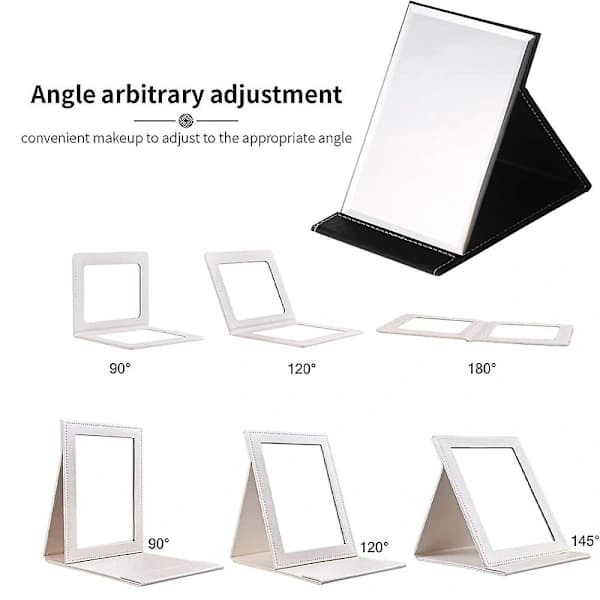 Fällbar resespegel, rektangulär, bärbar fickspegel, 17*12,2 cm, 2 st, röd svart