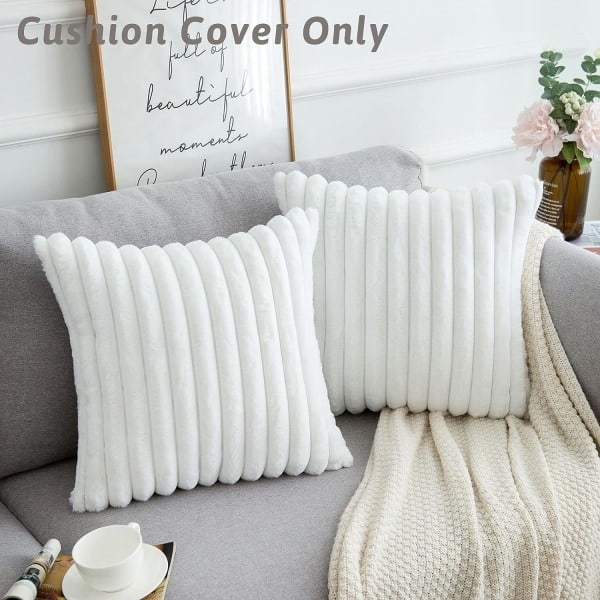 Cushion Cover 45 x 45 cm Artificial Fur White Cushion Cover Set of 2 Soft fluffy square pillowcases for bed sofa Home Decor Cushion Cover