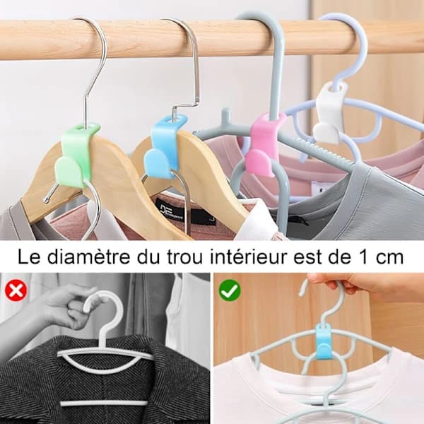 64 Stykker Bøjlekroge Plast Bøjleforbindelse Garderobe Bøjleforbindelseskrog Perfekt til Pladsbesparelse (Multifarvet)