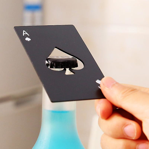 1 st ölöppnare med spelkort Ess i Spader Poker Soda Rostfritt Stål Flasköppnare