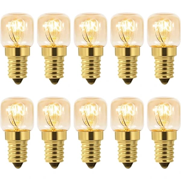 10-pakning Saltlampe 15W E14 Glødepære Varmhvit for Ovn-FF-