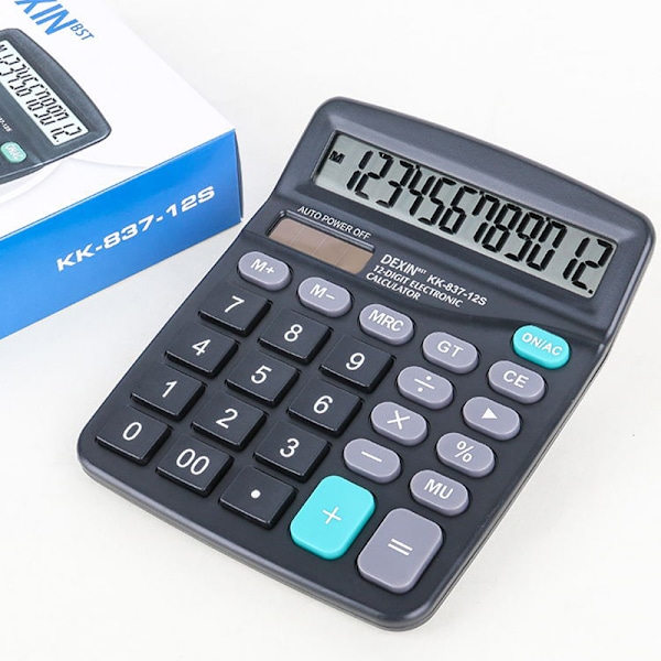 12 cifre elektronisk lommeregner Solar Calculator Dual Power Des/HH/ Black