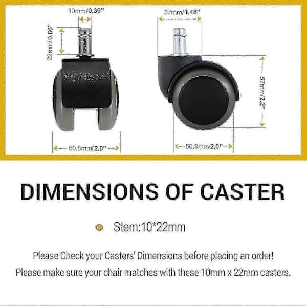 Erstatningshjul for IKEA Kontorstoler 5-pakning 10mm x 22mm []