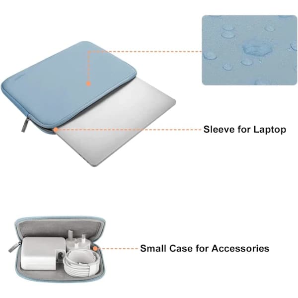 13\" MacBook Air & Pro Veske 2016-2025 M1 M2 M3 M4 med Tilbehørspose, Blå blue
