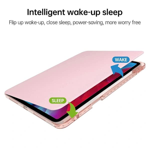 HA~Etui til iPad Pro 13 (2024) PU Læder+Akryl+TPU Roterende Klar Tablet Beskyttelse Auto Vågn/Sov - Pink