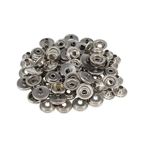 100 stk. trykknapper i rustfrit stål, 15 mm kraftige trykknapper til jeans, stofjakker, tøj, tasker, læder, gør-det-selv-håndværk []