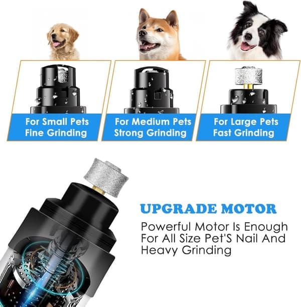 2025 Trådløs Hundneglsliper – Stille (<40 dB) – 2 Hastigheter – USB-ladet – Diamanthode