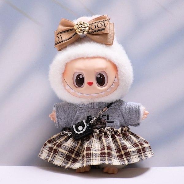 [HH] Labubu Designer CC VV D H Kostymset Labubu Kläder och Tillbehör Brown CC dress