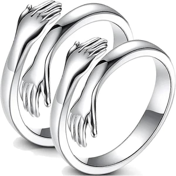2 st Kramring 925 Sterling Silverpläterade Handringar För Kvinnor Flickor, Justerbara