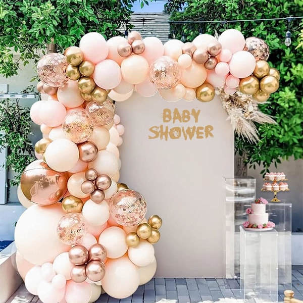Orange Ballongbågsset Metallic Chrome Ballonger med Globos och Rose Gold Konfetti Latexballong Bröllop Födelsedagsfest Dekor