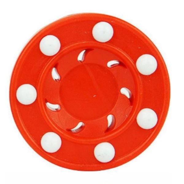 Ishockeypuck - 1 stycke, plast/gummimaterial, röd, 75*23 mm
