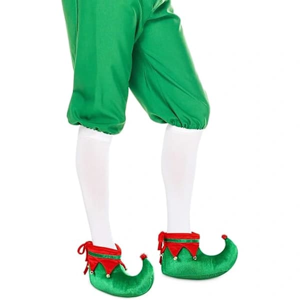 HA~Tomte Elfskor och Hatt Röd Grön Kostymtillbehör Set (21 cm/ 8 tum)