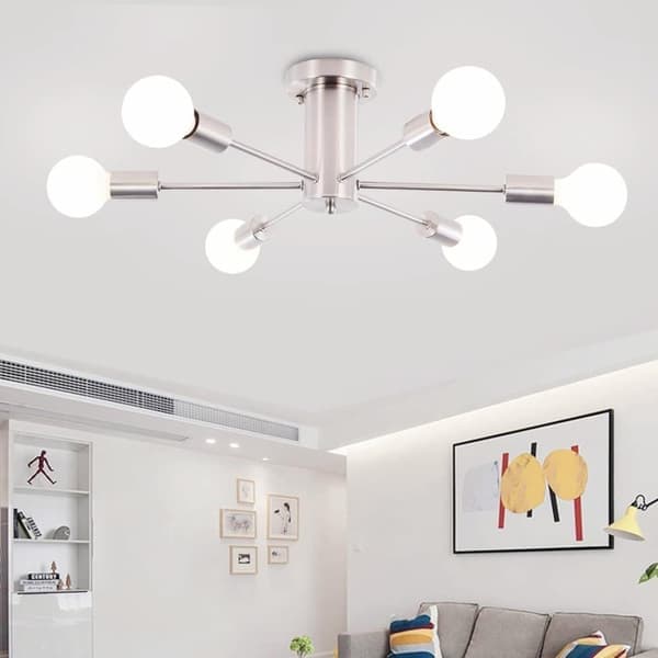 6-ARMET LOFTLAMPE /Lamper/Loftlamper, (Pære ikke inkluderet)