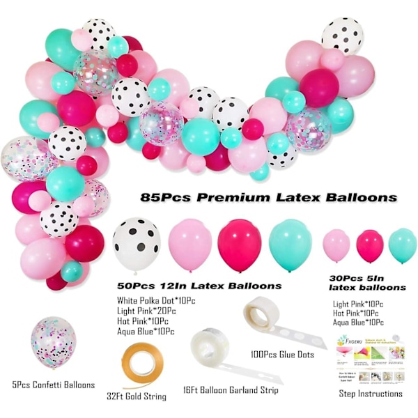 SDIGV Surprise Party Dekorationer Balloner Garland Kit- 88 Pakke 12 5\" Rose Rød Pink Sea Foam Blå Hvid Polka Dots Latex Balloner Konfetti Ballon til Baby Shower Børn Piger Drenge Surprise Fødselsdag Surprise Party Tilbehør