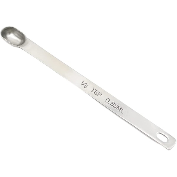 1/8 tesked enkel mätssked, rostfritt stål individuella mätsskedar, långa handtag mätsskedar endast 1/8 tsk(0,63 ml)