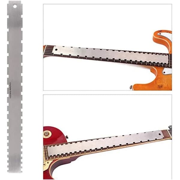 Rak Kant Gitarrhals Luthierverktyg, Rostfritt Stål Gitarrhalslinjal, Stränghöjdsmätare för 24,5 \"-25,5 \" Gitarrband