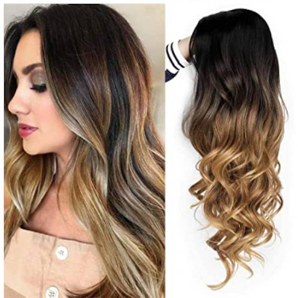 Parukk Rose Mesh Hodeplagg Gradient Brun Krøllete Hår, WZ-2065R