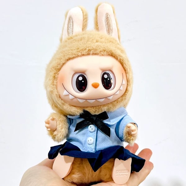 [HH] 17cm V1 V2 Labubu Emaljointi Macaron Sokkolaatikko Nukke Ripustusvaatteet Labubu Vaihto Blue