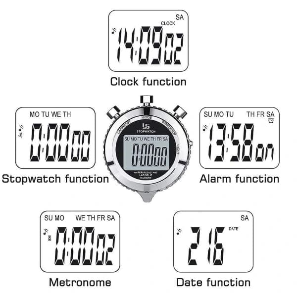 Digitalt metallstoppur med daglig timer