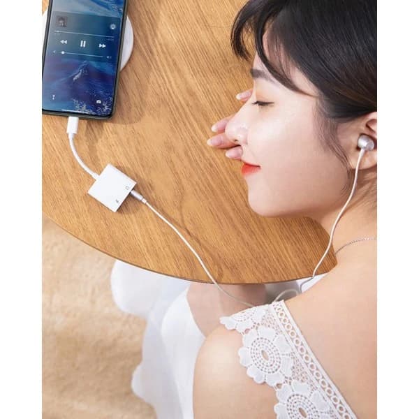 [2 i 1] Hovedtelefonadapter til iPhone, Apple Lightning til 3,5 mm Jack Aux-lyddongle Biltilbehør Kompatibel lydhovedtelefonadapter