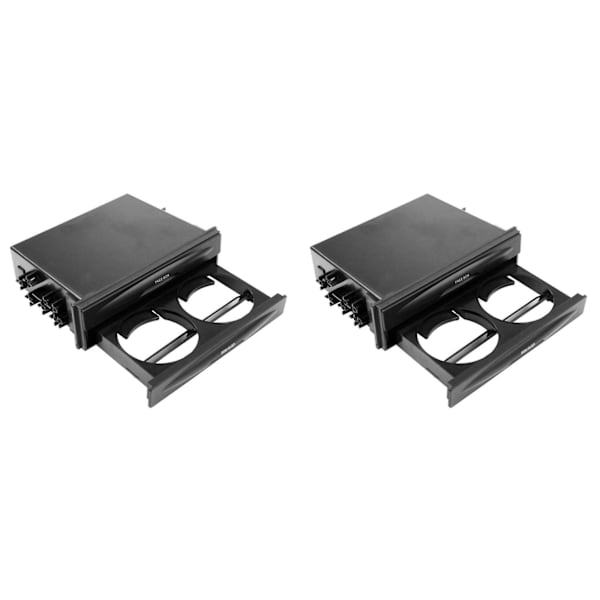 2x Bil Auto Single Din Radio Lomme, Universal Cd Radio Lomme Drik Kopholder Opbevaringsboks Sort