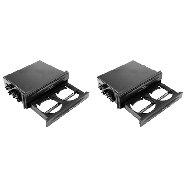 2x Bil Auto Single Din Radio Lomme, Universal Cd Radio Lomme Drik Kopholder Opbevaringsboks Sort