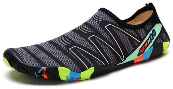 Vandsko, hurtigtørrende mesh, drænhuller, skridsikker gummisål, unisex, strandsvømning surfing, sort grå, 3XL (EU 42)