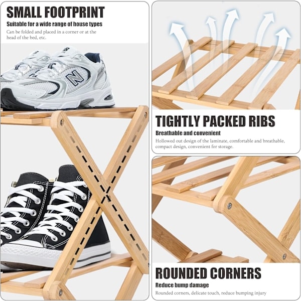 /HH/Small Vertical Shoe Rack, Portable Folding 4-Tier Shoe Shelf, Freestanding Shoe Organizer No Installation