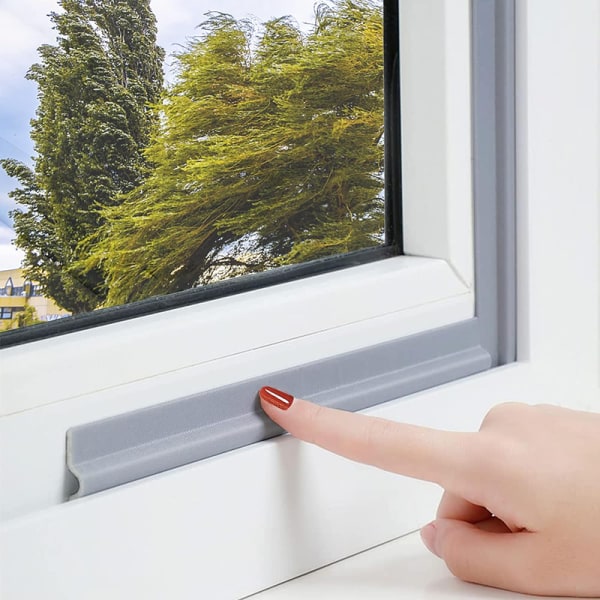 Dragskydd för fönster, T-form 10M grå självhäftande dragskydd för fönster, isolering Ljudtät tätningslist för fönster och dörr