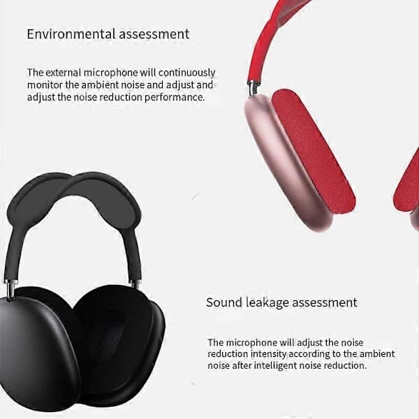 P9Max Bluetooth Headset Trådløst Headset Fungerer med Apple Air MAS Bluetooth Hovedtelefoner Sort