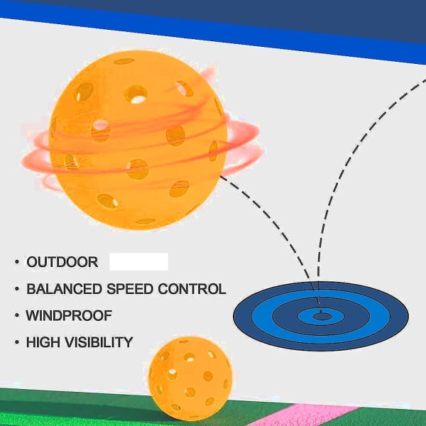 Pickleballballer, utendørs pickleballballer, 40 huller utendørs USAPA-godkjente pickleballballer, pakke med 6/8