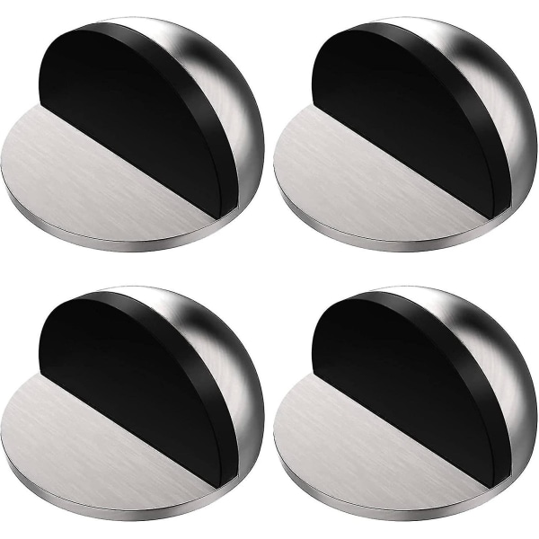 4 Pcs Self-adhesive Floor Door Stops, Stainless Steel Stoppers For All Hard