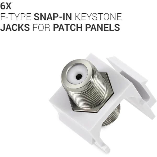 6X F-stikdåse - Standard F-stik Satellit-TV-kabeltilslutningsmodul - Snap-in-montering - Patchpanel