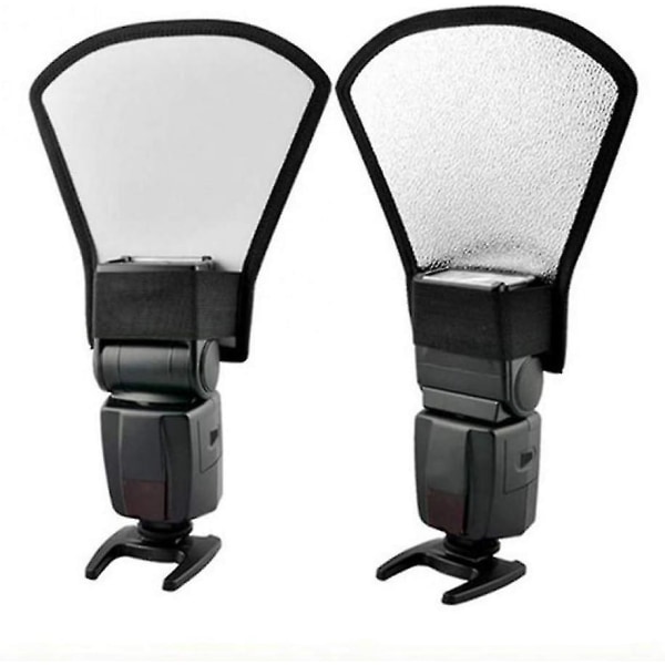 1 stk. Flash Diffuser Reflektor Premium To-sidig Sølv/hvit Bend Bounce Flash Reflektor Kit Med Elastisk Stropp