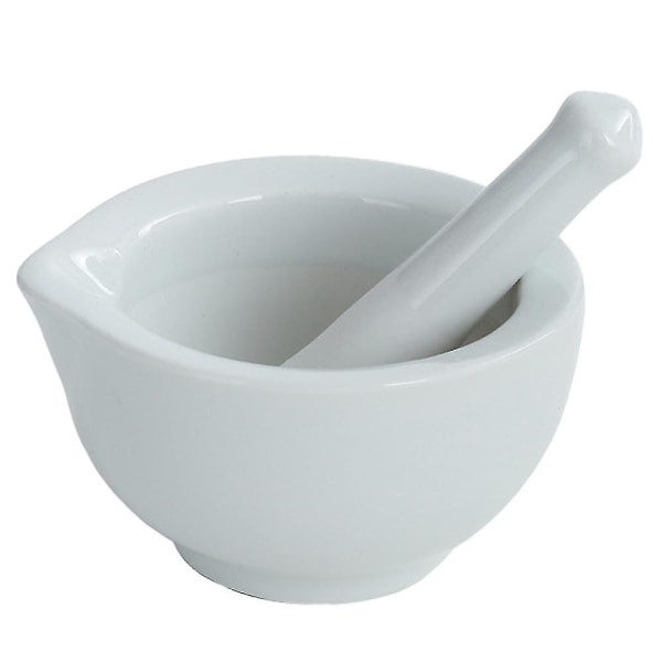 Porcelain Mortar And Pestle,ceramic Herb Grinder Pill Crusher Set--