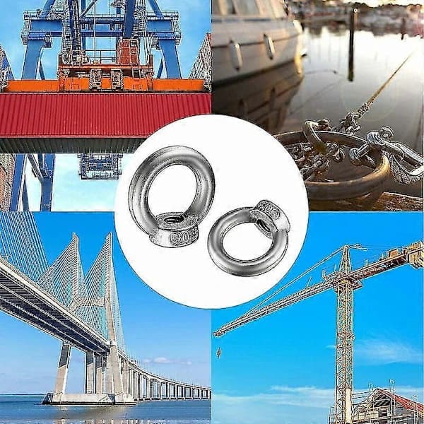HA~6 stk. M12 løfteøye mutter rustfritt stål ringmutter metrisk maskinvare ringformet FemFixing gjenget mutter for løftetilbehør, overflatepolering, S
