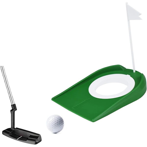 Golf-harjoituskuppi, sisä- ja ulkokäyttöön tarkoitettu muovinen golfharjoitteluväline, jossa reikä ja lippu