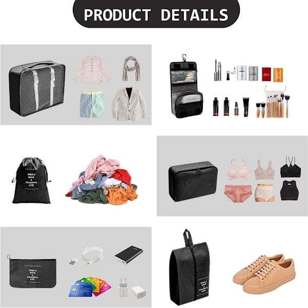 /HH/ Resväska Organizer Set, Packkuber för Kläder, för Resväskor Packpåsar