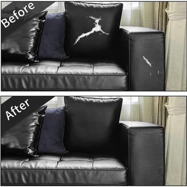 Selvklæbende PU-læderreparationslap, vandtæt og ridsefast, til sofaer, møbler og bilsæder, sort, 50 x 137 cm