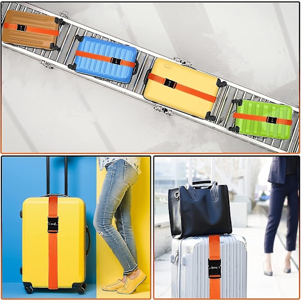 2 st bagageremmar, packningsbälte resväskremmar på din flygresa med lås 1,97 tum * 71 tum orange