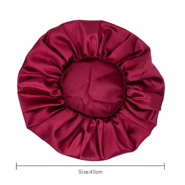Satin Nattehue - (Vinrød) Luksuriøst stof, premium e