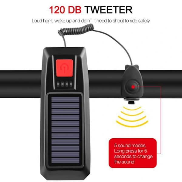 Solcellsdriven cykellampa USB-laddningsbar högtalarlampa blå
