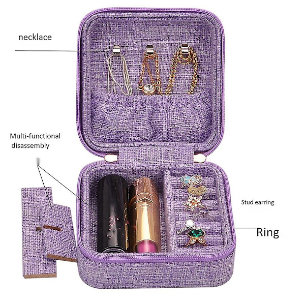 Ny linnebox multifunktionell halsband ring örhängen armband förvaringsbox arrangör flicka present lila
