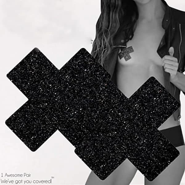 10 par Nippelskydd, Bling-Bling Kors Pasties Nippelskydd