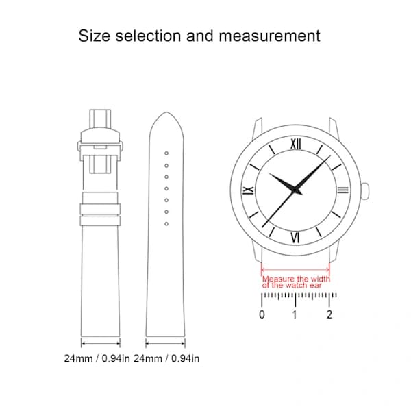 HA-Spænde Urrem Erstatning Unisex Urrem Reservedele Tilbehør Sort24mm / 0.94in