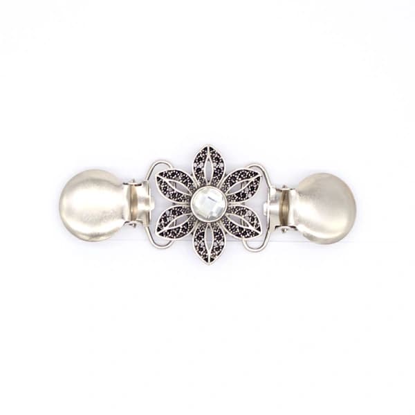 Set med 4 silverfärgade tröjklämmor, pärlklämmor för kofta, elegant p